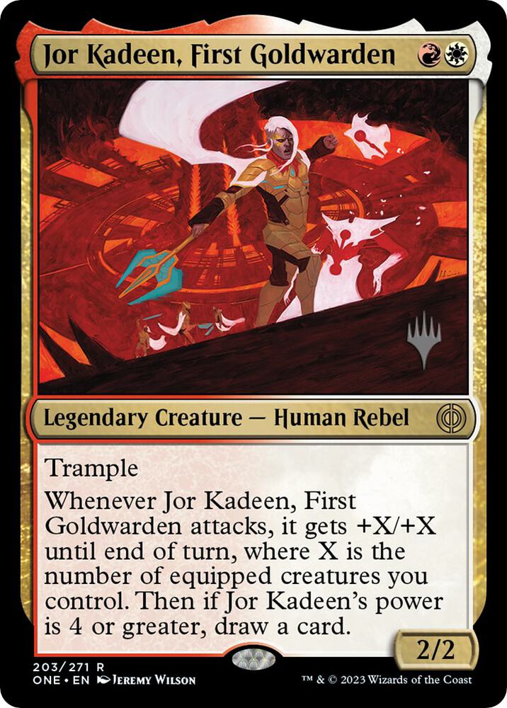 Jor Kadeen First Goldwarden (Promo Pack: Phyrexia: All Will Be One)  - Foil | Good Games North