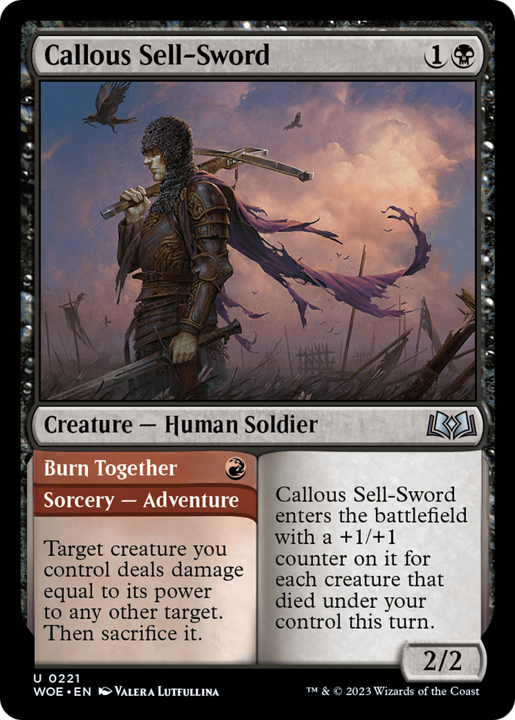 Callous Sell-Sword // Burn Together [Wilds of Eldraine] | Good Games North