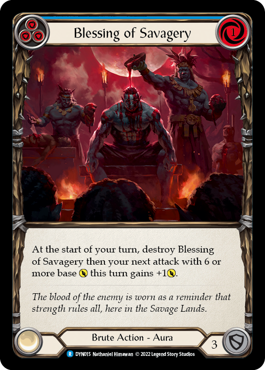 Blessing of Savagery (Blue) [DYN015] (Dynasty)  Rainbow Foil | Good Games North