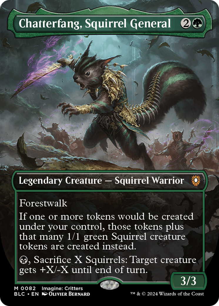 Chatterfang, Squirrel General (Borderless) [Bloomburrow Commander] | Good Games North