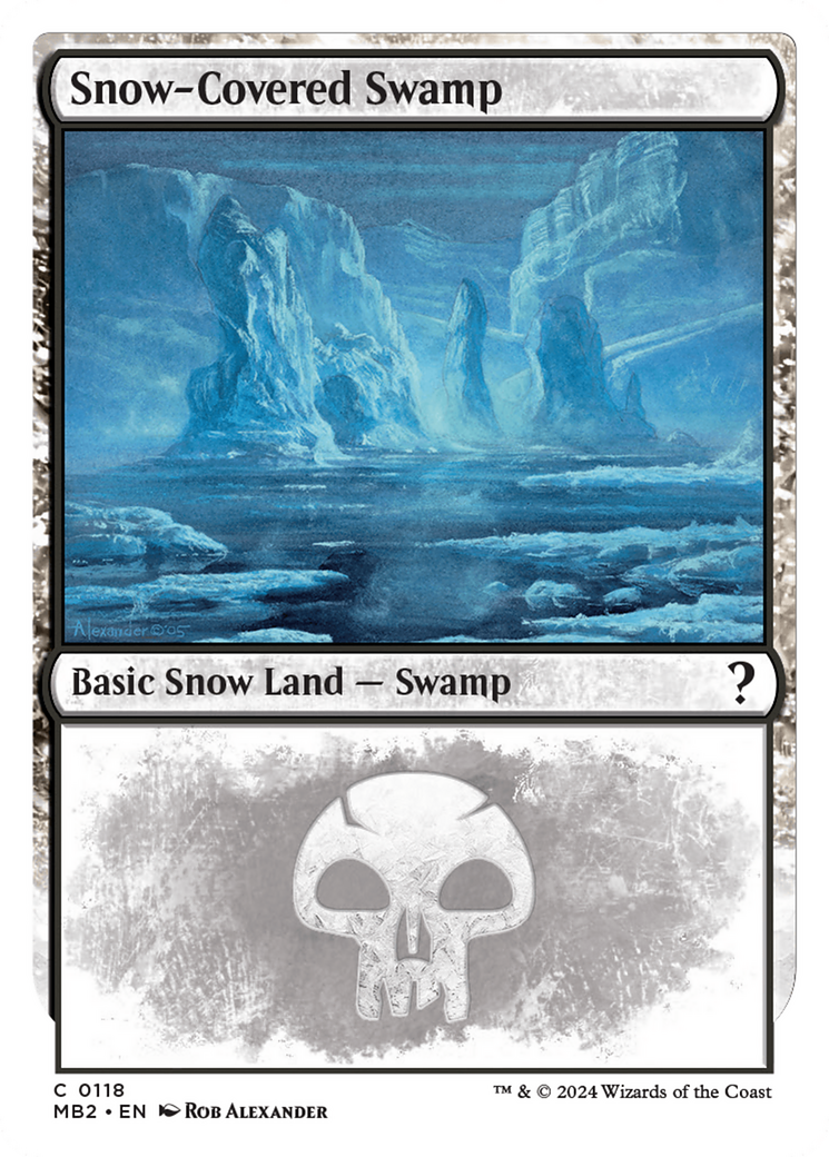 Snow-Covered Swamp (White Border) [Mystery Booster 2] | Good Games North