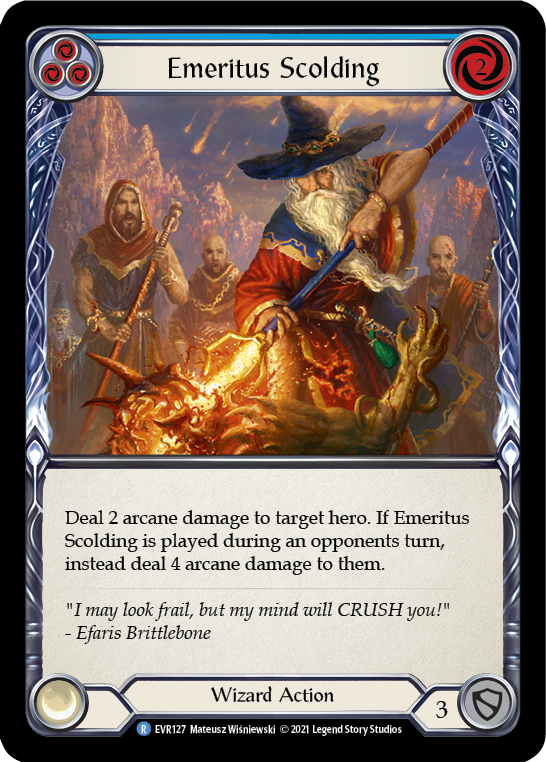 Emeritus Scolding (Blue) [EVR127] (Everfest)  1st Edition Normal | Good Games North