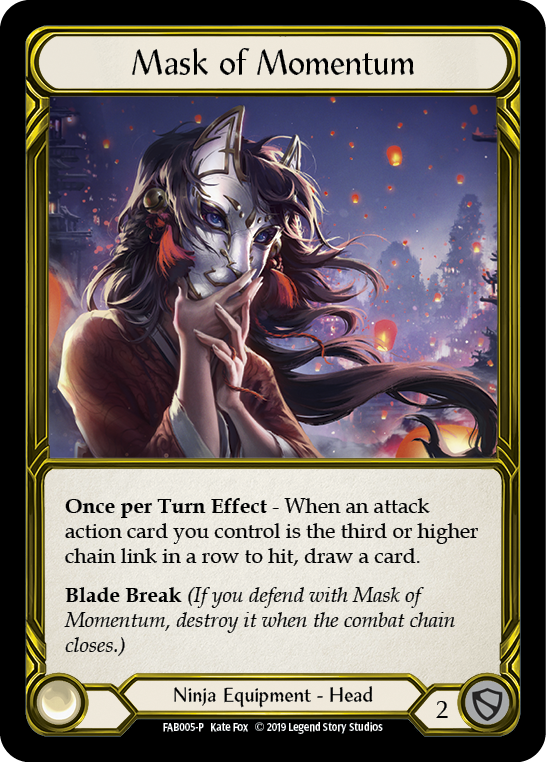 Mask of Momentum [FAB005-P] (Promo)  1st Edition Cold Foil - Golden | Good Games North