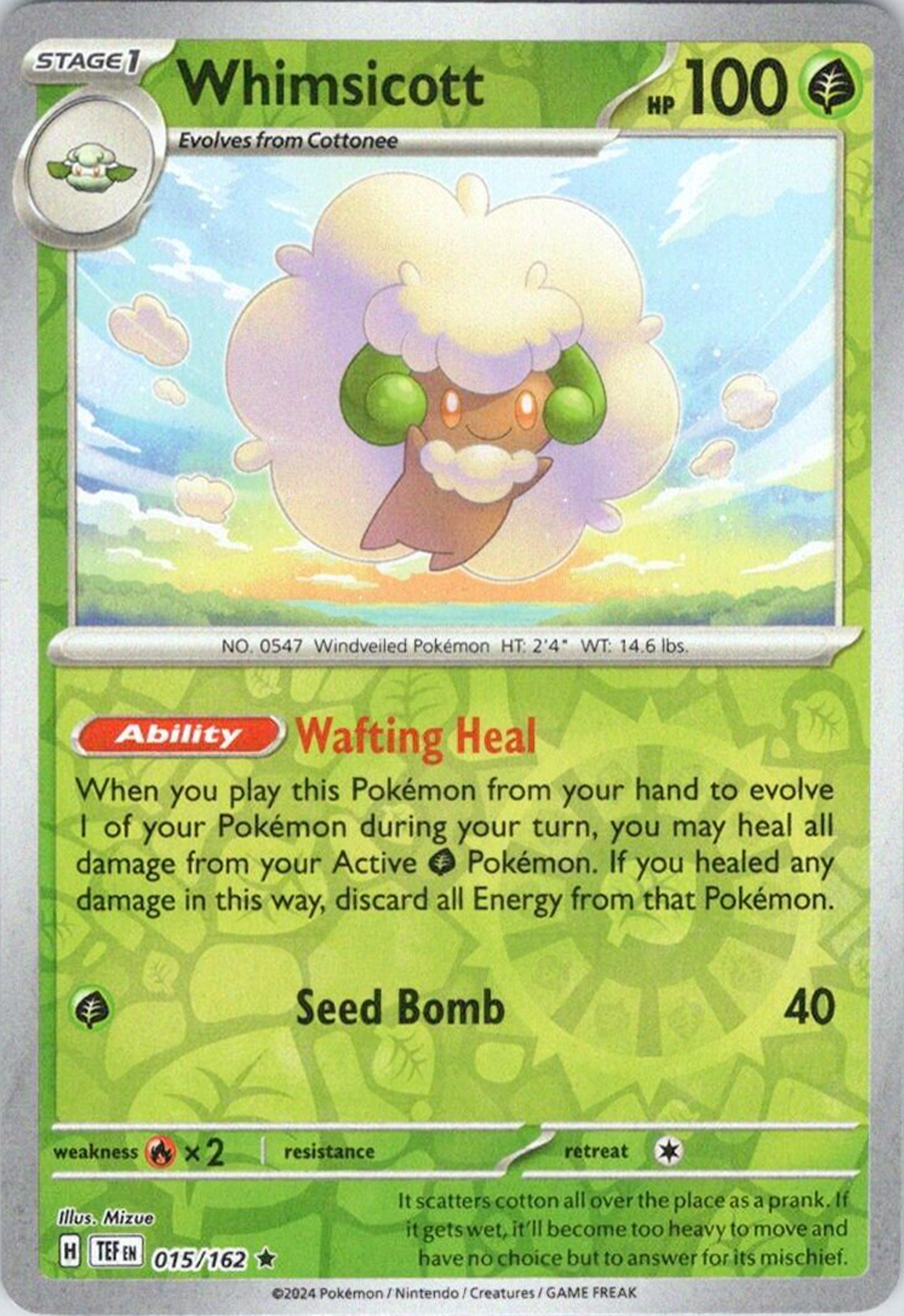 Whimsicott (015/162) [Scarlet & Violet: Temporal Forces] | Good Games North