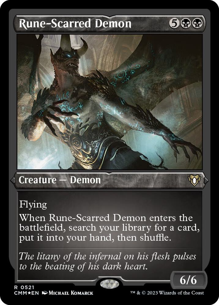 Rune Scarred Demon Foil Etched (Commander Masters)  - Foil | Good Games North