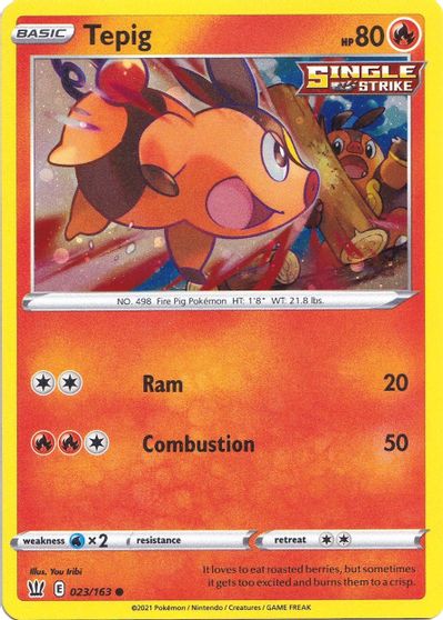 Tepig (023/163) (Cosmos Holo) [Sword & Shield: Battle Styles] | Good Games North