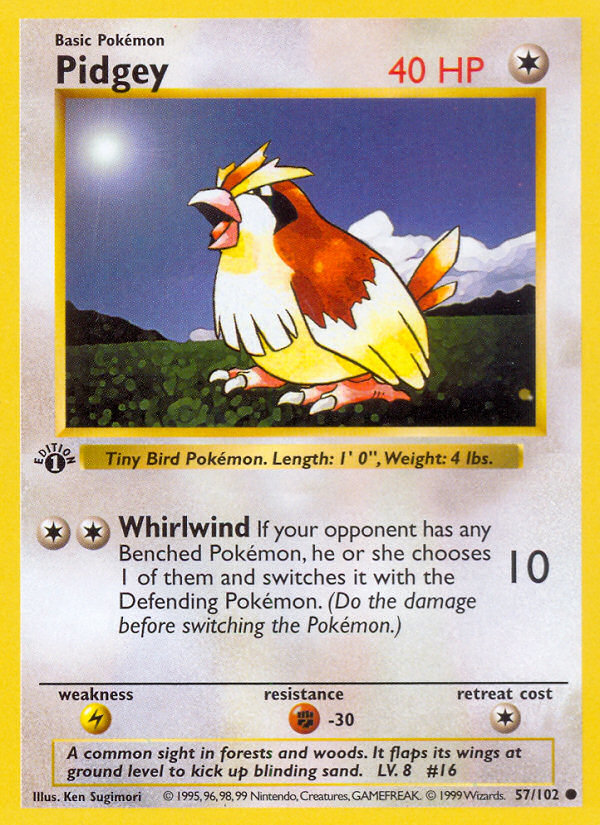 Pidgey (57/102) (Shadowless) [Base Set 1st Edition] | Good Games North