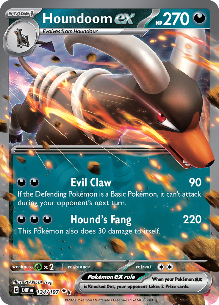 Houndoom ex (134/197) [Scarlet & Violet: Obsidian Flames] | Good Games North