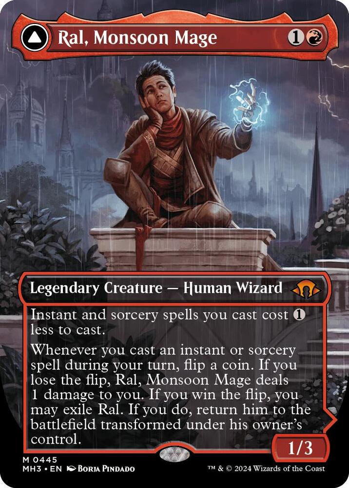 Ral, Monsoon Mage // Ral, Leyline Prodigy 445/303 (Modern Horizons 3)  - Borderless | Good Games North