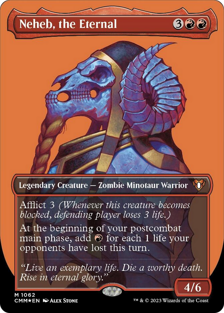 Neheb, the Eternal (Borderless Textured Foil Frame Break) [Commander Masters] | Good Games North