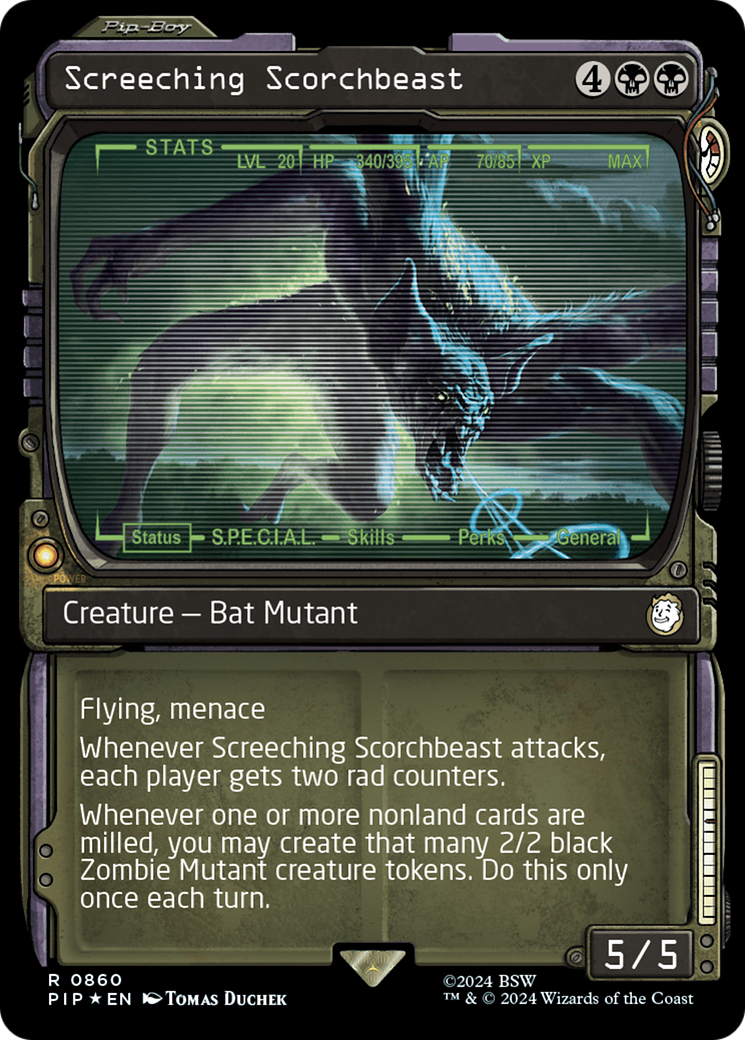 Screeching Scorchbeast (Showcase) (Surge Foil) [Fallout] | Good Games North