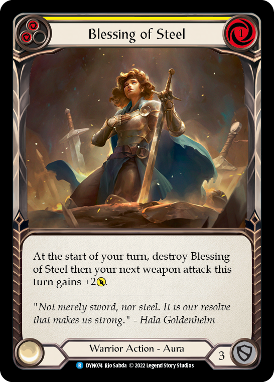 Blessing of Steel (Yellow) [DYN074] (Dynasty)  Rainbow Foil | Good Games North