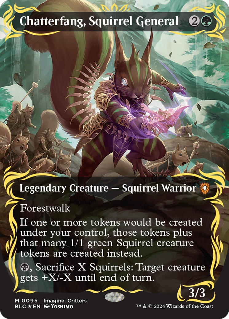 Chatterfang, Squirrel General (Borderless) (Raised Foil) [Bloomburrow Commander] | Good Games North