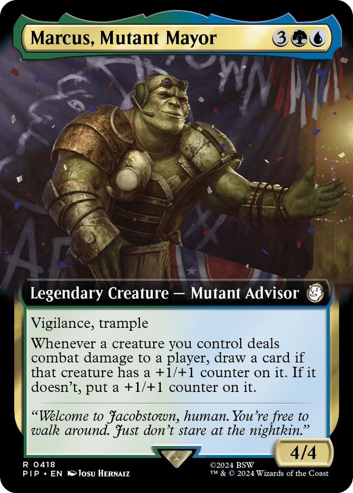 Marcus, Mutant Mayor 418/326 (Universes Beyond: Fallout)  - Extended Art Foil | Good Games North