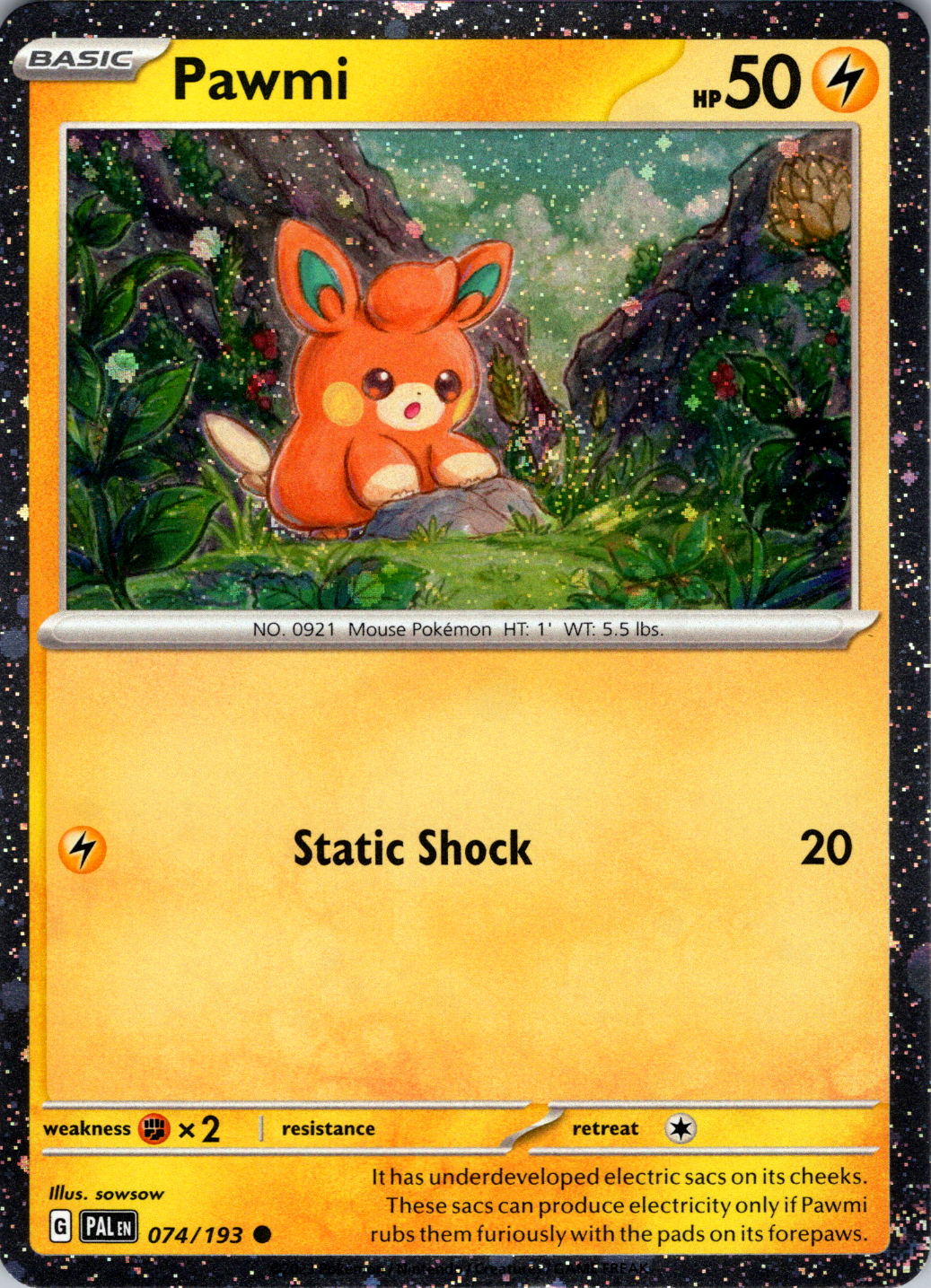 Pawmi (074/193) (Cosmo Foil) [Scarlet & Violet: Paldea Evolved] | Good Games North