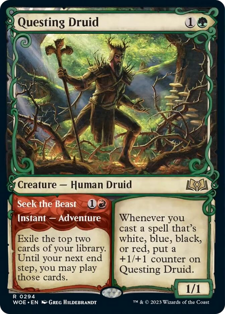 Questing Druid // Seek the Beast (Showcase) [Wilds of Eldraine] | Good Games North