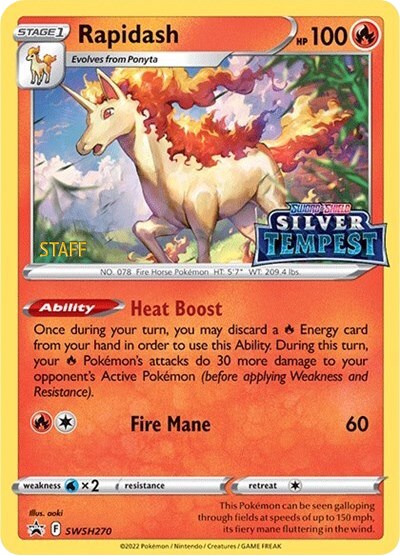 Rapidash (SWSH270) (Prerelease) (Staff) [Sword & Shield: Black Star Promos] | Good Games North