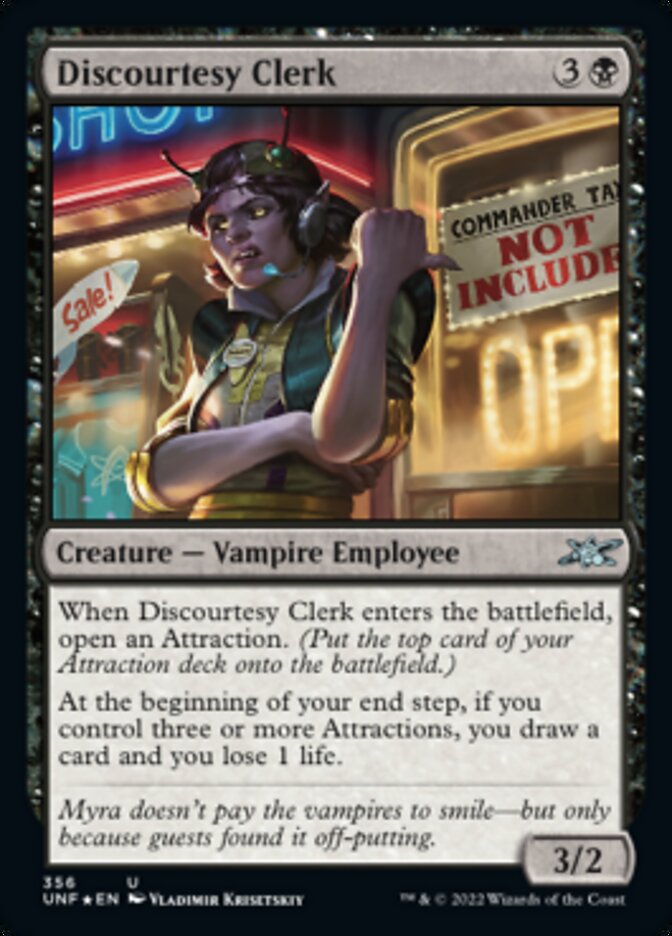 Discourtesy Clerk (Galaxy Foil) [Unfinity] | Good Games North