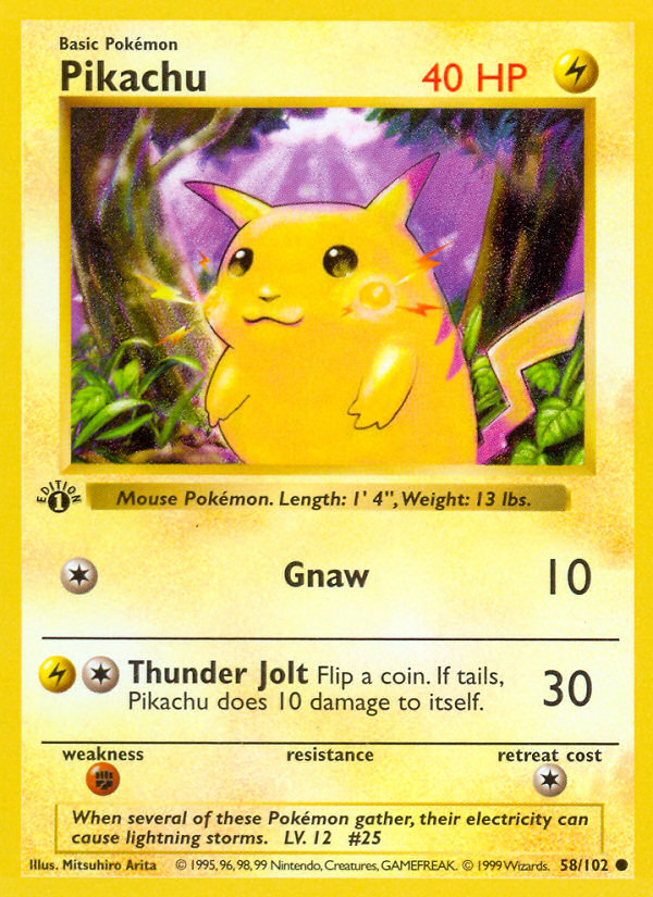 Pikachu (58/102) (Shadowless) [Base Set 1st Edition] | Good Games North