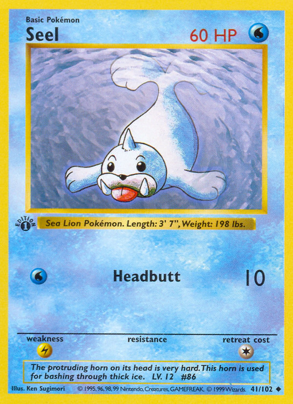 Seel (41/102) (Shadowless) [Base Set 1st Edition] | Good Games North