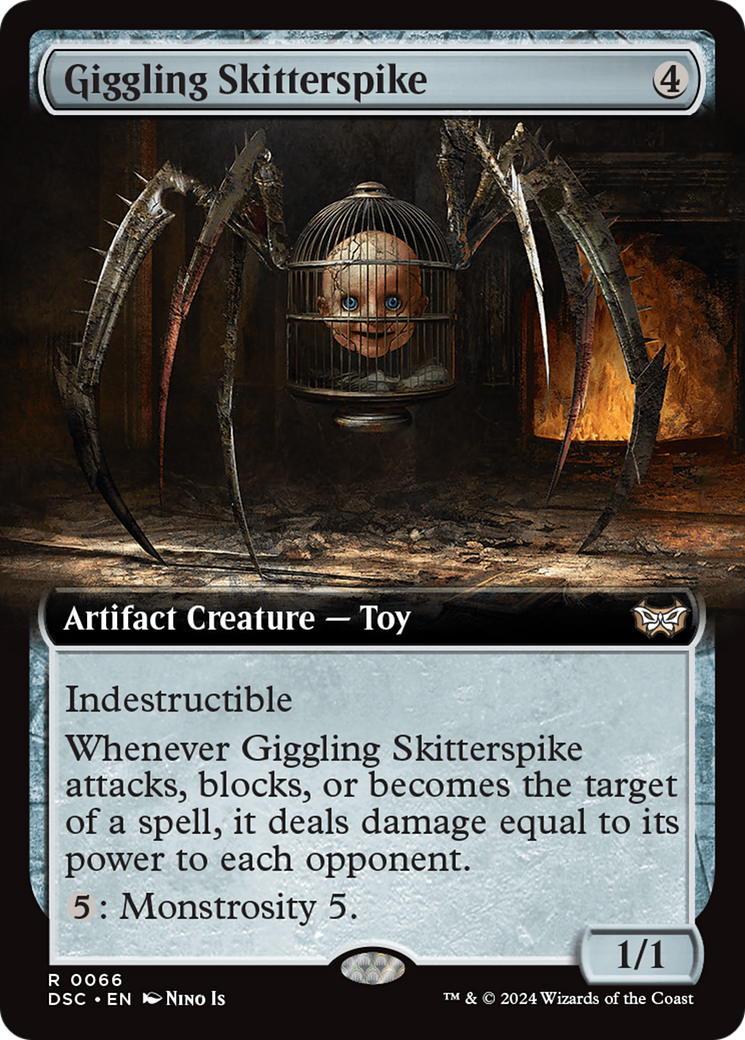 Giggling Skitterspike (Extended Art) [Duskmourn: House of Horror Commander] | Good Games North