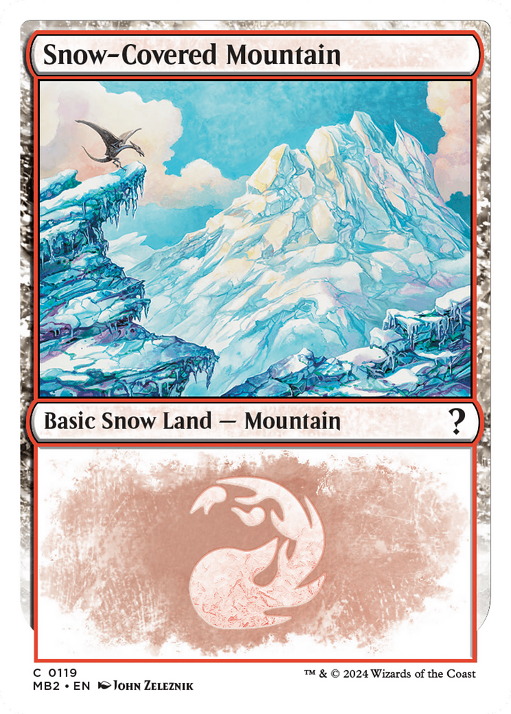 Snow-Covered Mountain (White Border) [Mystery Booster 2] | Good Games North