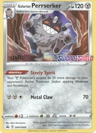 Galarian Perrserker (SWSH008) (Staff Prerelease Promo) [Sword & Shield: Black Star Promos] | Good Games North