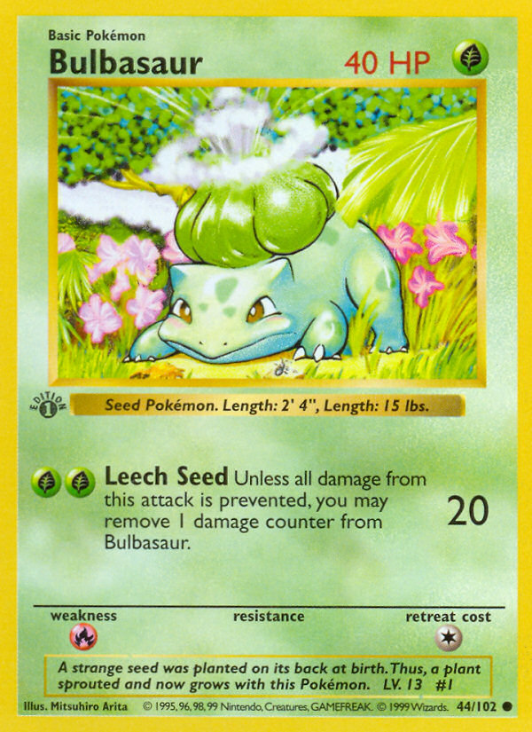 Bulbasaur (44/102) (Shadowless) [Base Set 1st Edition] | Good Games North