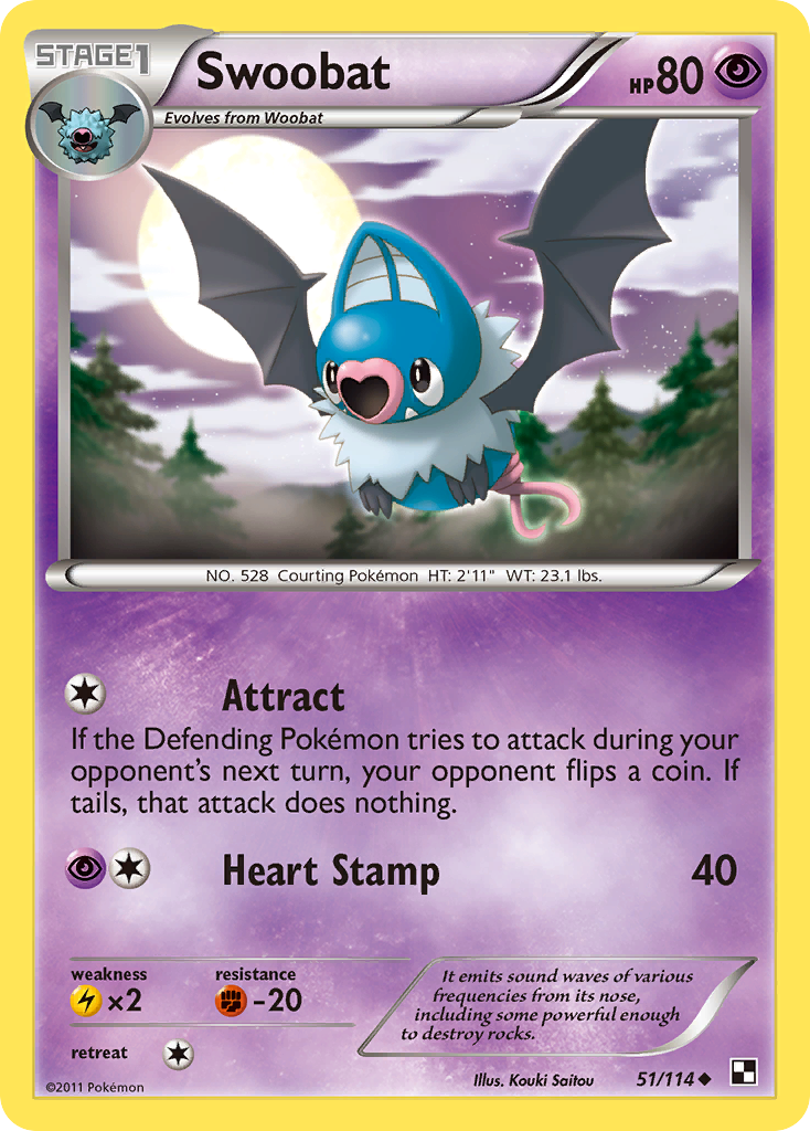Swoobat (51/114) [Black & White: Base Set] | Good Games North