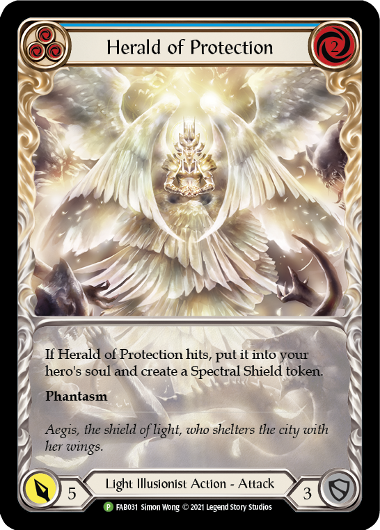 Herald of Protection (Blue Extended Art) [FAB031] (Promo)  Rainbow Foil | Good Games North