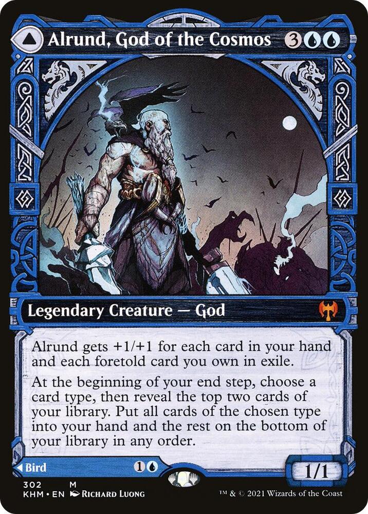 Alrund God of the Cosmos // Hakka, Whispering Raven 302 (Kaldheim)  - Showcase Foil | Good Games North