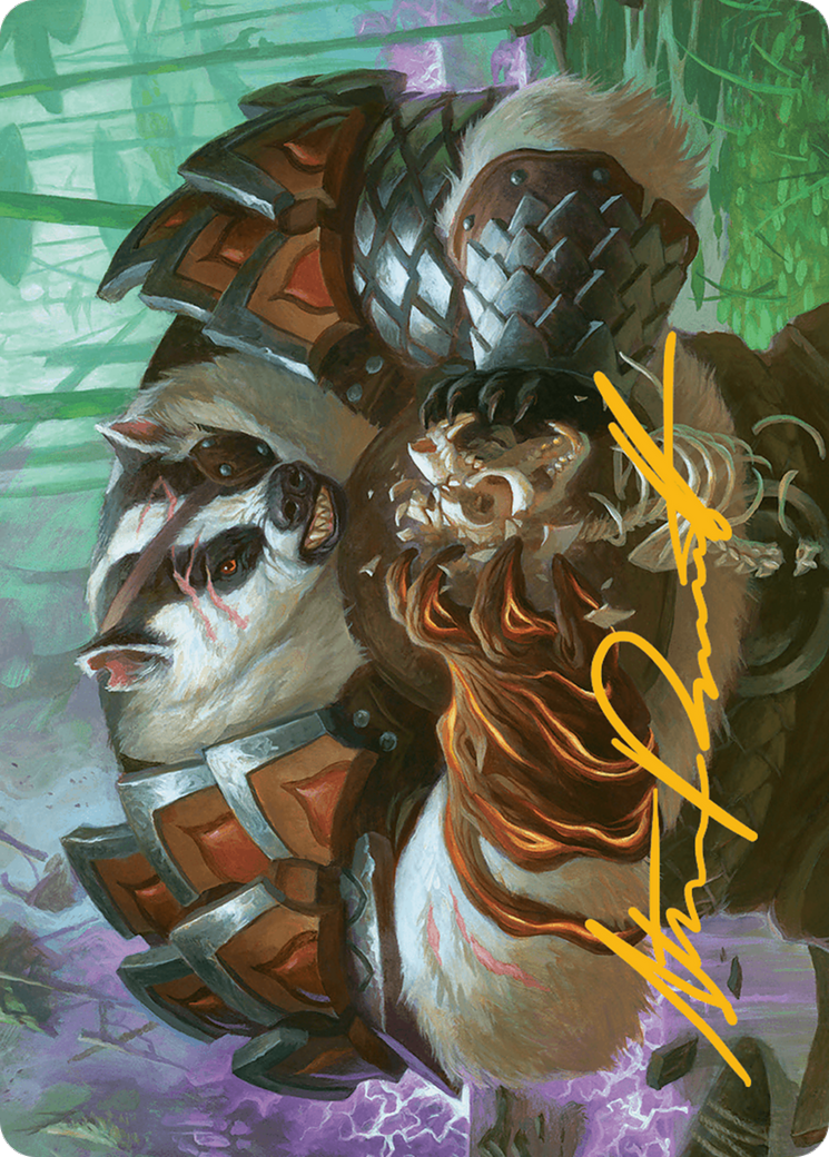 Hugs, Grisly Guardian Art Card (Gold-Stamped Signature) [Bloomburrow Art Series] | Good Games North