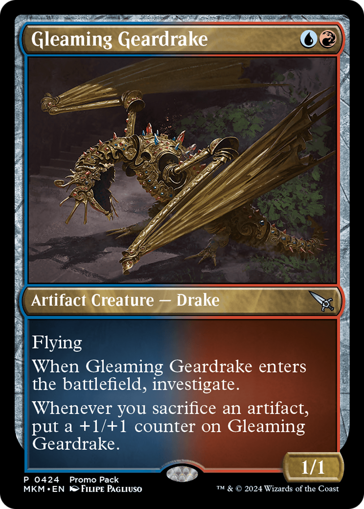 Gleaming Geardrake (Promo Pack) [Murders at Karlov Manor Promos] | Good Games North