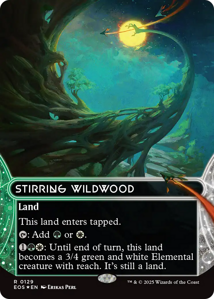 Stirring Wildwood (0129) (Borderless) (Galaxy Foil) [Edge of Eternities: Stellar Sights] | Good Games North