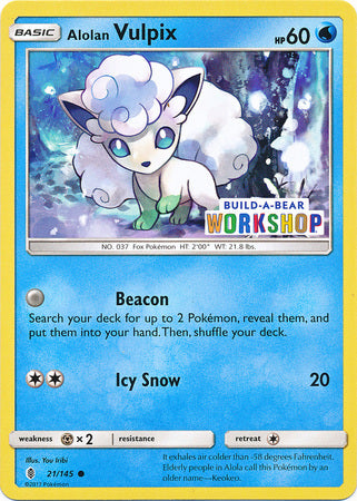 Alolan Vulpix (21/145) (Build A Bear Workshop Exclusive) [Sun & Moon: Guardians Rising] | Good Games North