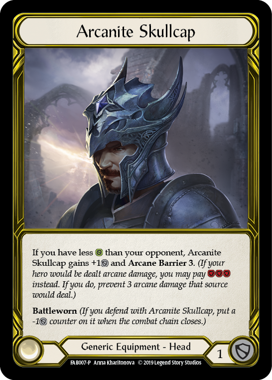 Arcanite Skullcap [FAB007-P] (Promo)  1st Edition Cold Foil - Golden | Good Games North