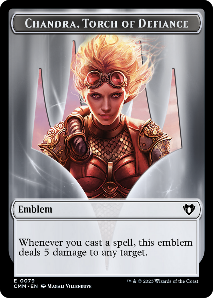 Chandra, Torch of Defiance Emblem // Wizard Double-Sided Token [Commander Masters Tokens] | Good Games North