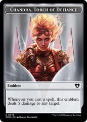Chandra, Torch of Defiance Emblem // Wizard Double-Sided Token [Commander Masters Tokens] | Good Games North