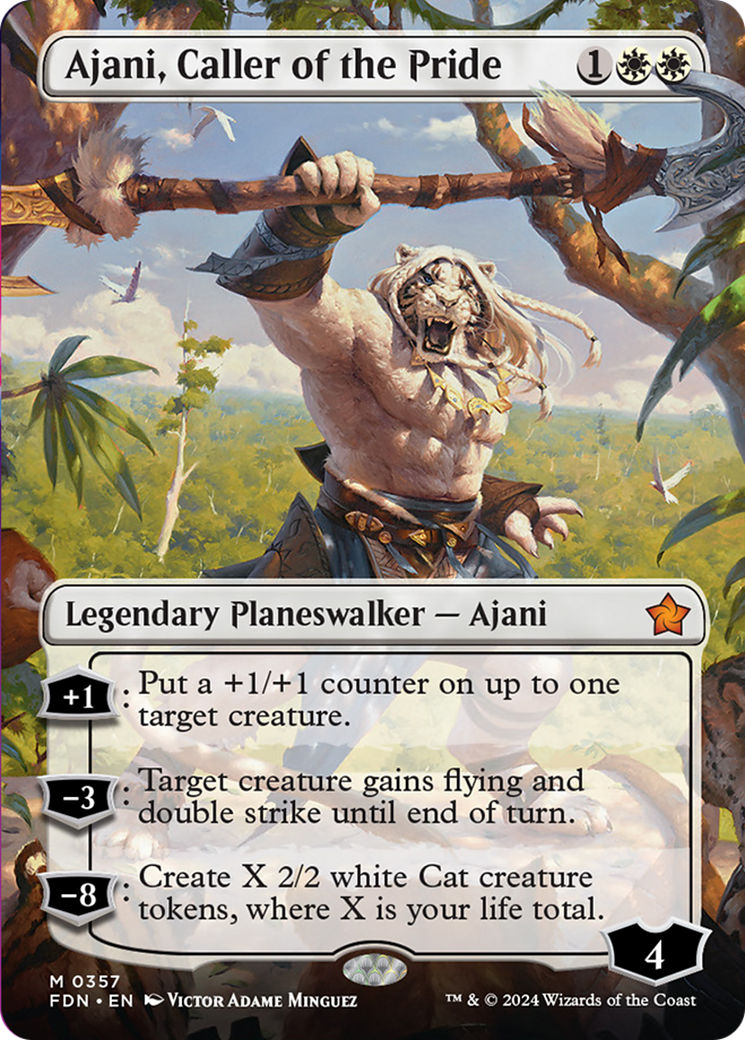 Ajani, Caller of the Pride (Borderless) [Foundations] | Good Games North