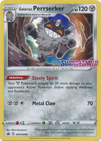 Galarian Perrserker (SWSH008) (Prerelease Promo) [Sword & Shield: Black Star Promos] | Good Games North