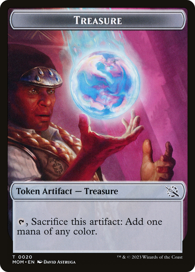 Treasure (20) // Teferi Akosa of Zhalfir Emblem Double-Sided Token [March of the Machine Tokens] | Good Games North