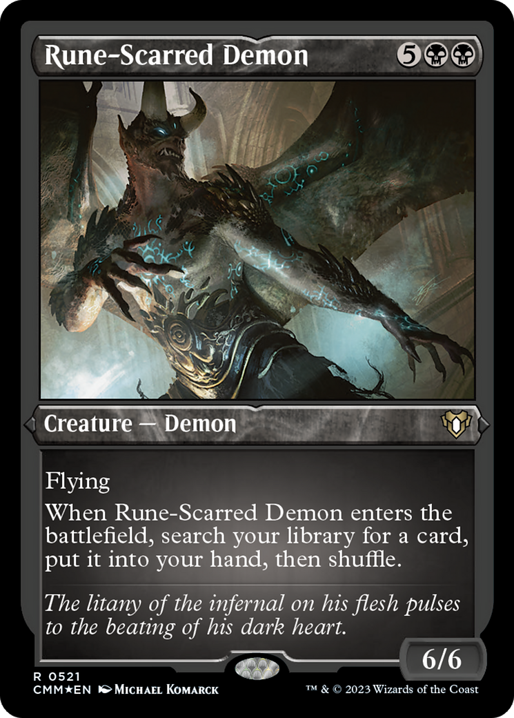 Rune-Scarred Demon (Foil Etched) [Commander Masters] | Good Games North