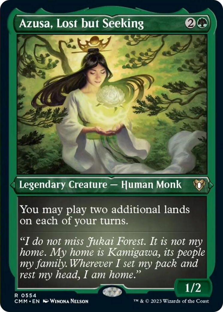 Azusa, Lost but Seeking (Foil Etched) [Commander Masters] | Good Games North