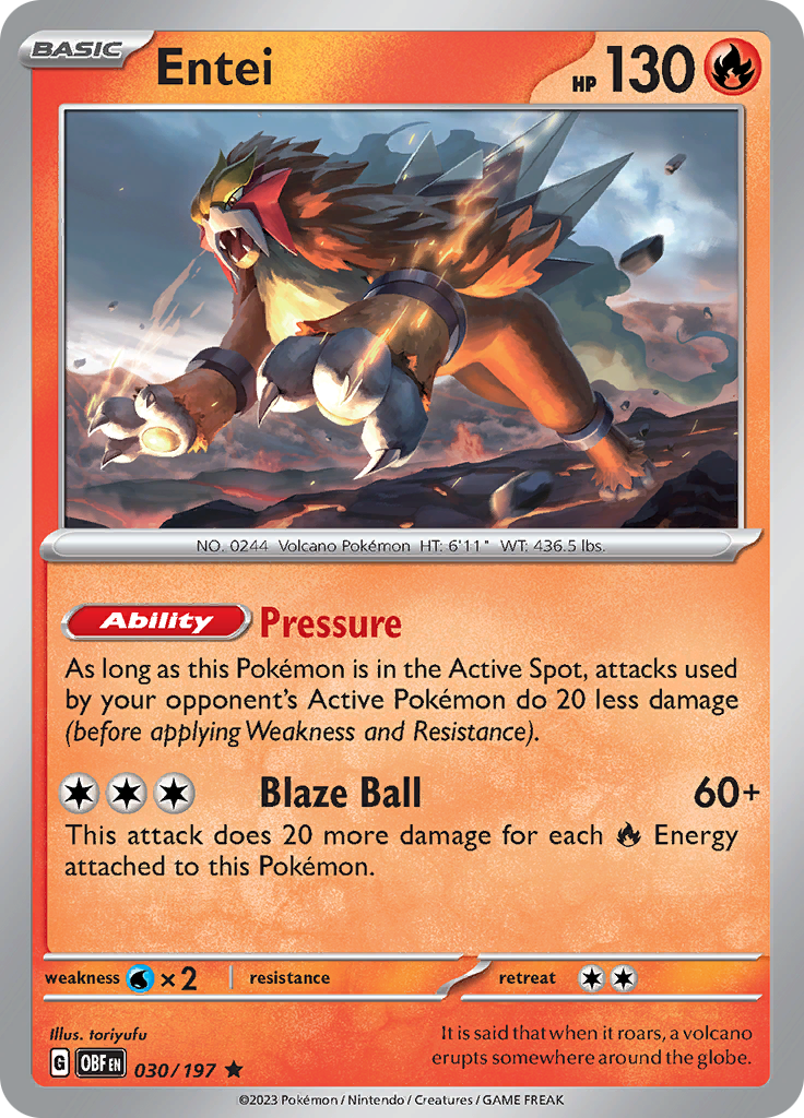 Entei (030/197) [Scarlet & Violet: Obsidian Flames] | Good Games North