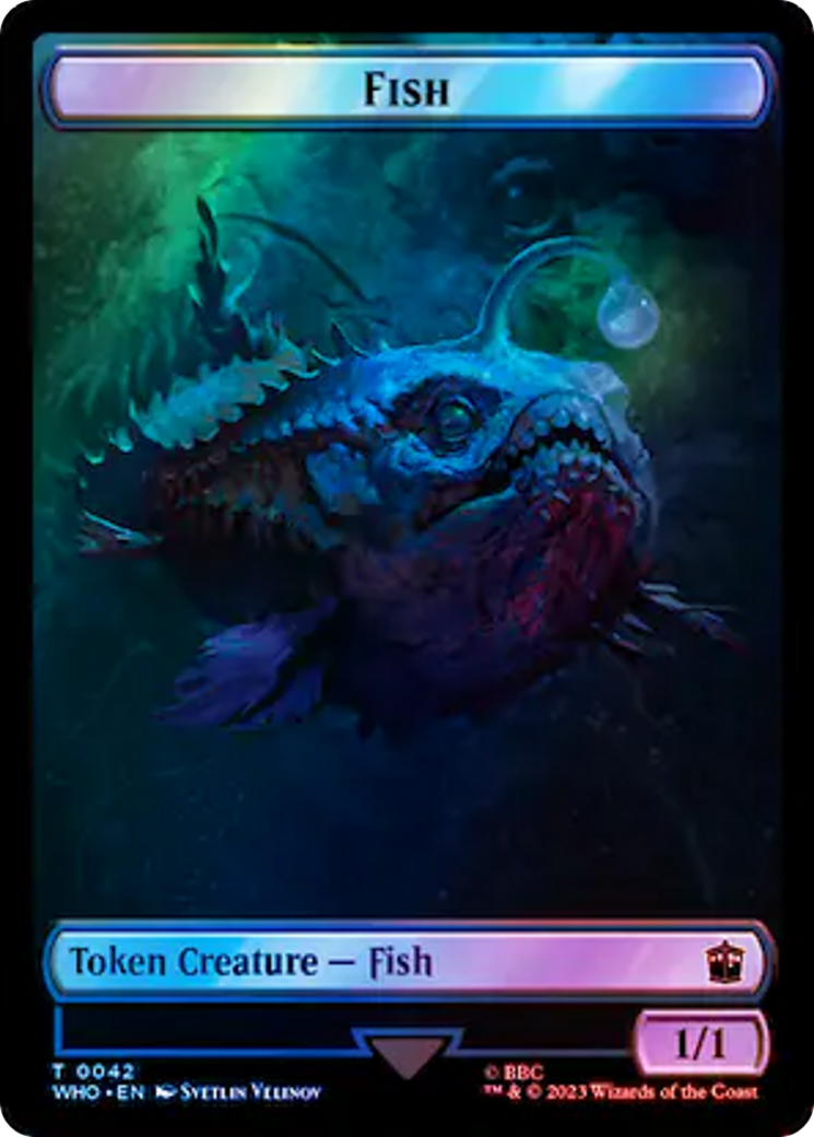 Fish // Mark of the Rani Double-Sided Token (Surge Foil) [Doctor Who Tokens] | Good Games North