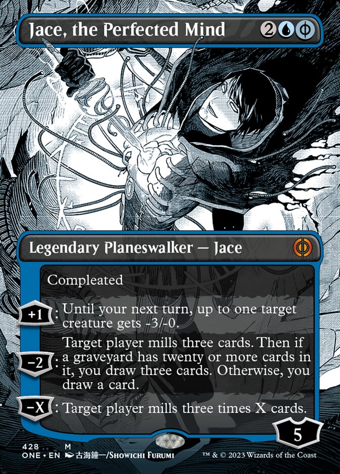 Jace, the Perfected Mind (Borderless Manga Step-and-Compleat Foil) [Phyrexia: All Will Be One] | Good Games North