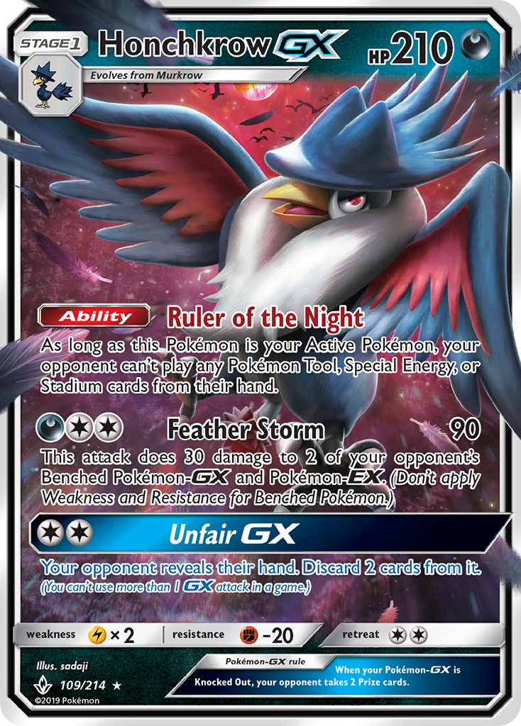 Honchkrow GX (109/214) [Sun & Moon: Unbroken Bonds] | Good Games North
