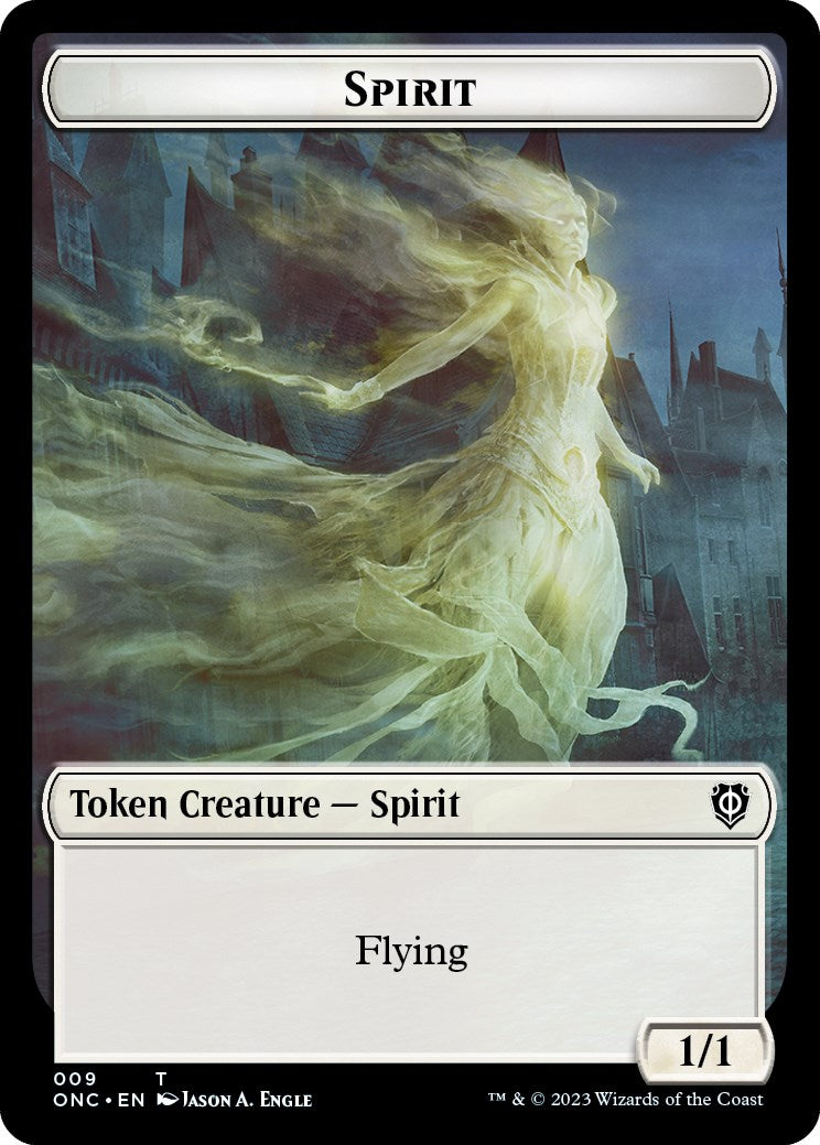 Human // Spirit Double-Sided Token [Phyrexia: All Will Be One Commander Tokens] | Good Games North