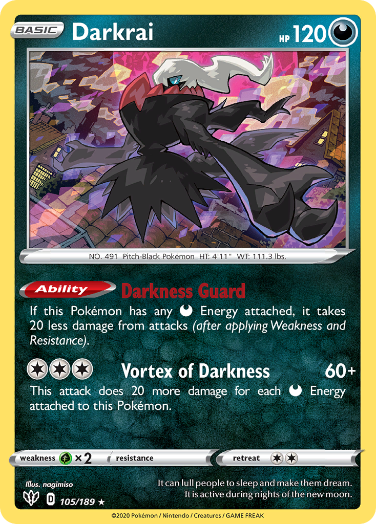 Darkrai (105/189) (Cosmos Holo) [Sword & Shield: Darkness Ablaze] | Good Games North