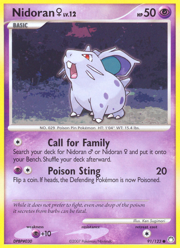 Nidoran (91/123) (Female) [Diamond & Pearl: Mysterious Treasures] | Good Games North